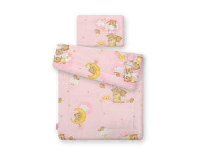 Vaauvan Peitto Ja Tyyny - Newborn - 75X100cm - Teddy Bears On Ladders Pink