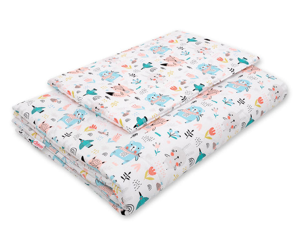 Peitto ja tyyny vauvalle 90x120 cm - blue teddy bears