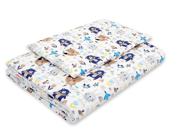Peitto ja tyyny vauvalle 135x100 cm - navy blue teddy bears