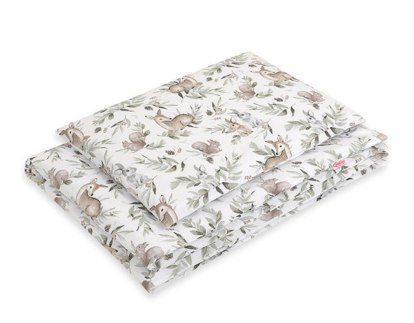 Bobono - Vauvan puuvillainen vuodevaatesetti 2 osaa 135x100 cm - woodland olive