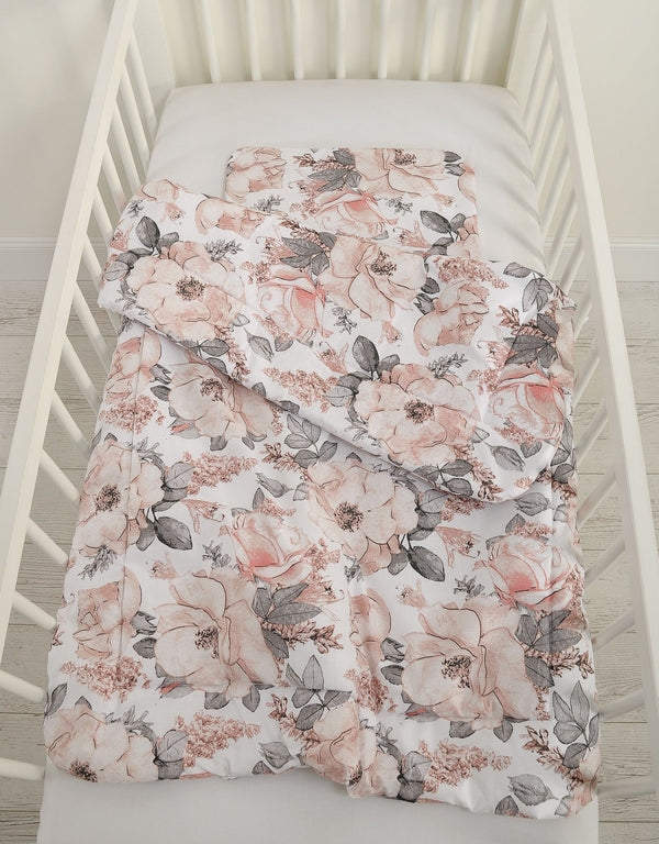 Peitto ja tyyny vauvalle 90x120 cm - sepia roses