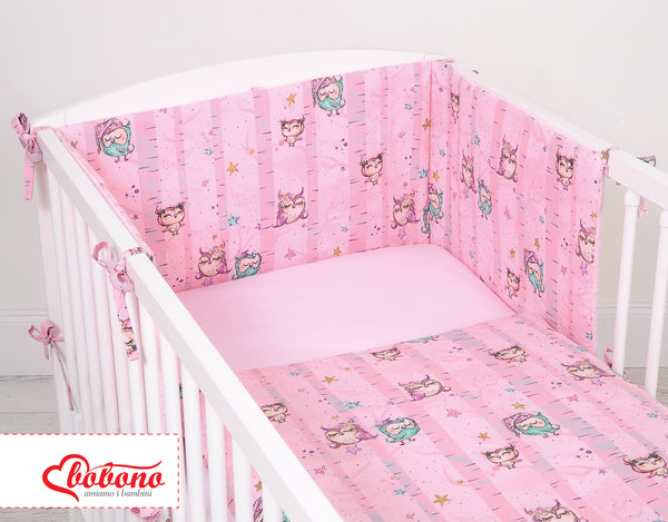 Bobono - Yleispuskuri pinnasänkyyn - pöllöt pinkki