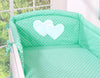 Bobono - Vuodevaatesetti 2 osaa - Hanging Hearts mintunvihreä pilkut