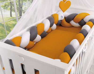 Pinnasängyn reunapehmuste XXL - Hunaja - Antrasiitti