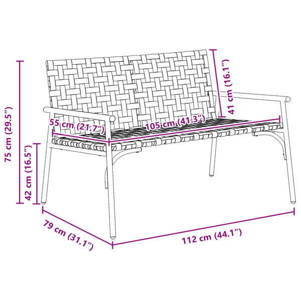 Musta puutarhan tuoli Enar 113x79x75cm (polyrottinki)