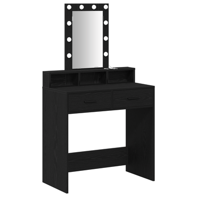 Meikkipöytä LED -nauhavalot Musta 79 x 41 x 140 cm Tekninen puu