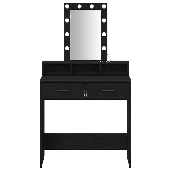 Meikkipöytä LED -nauhavalot Musta 79 x 41 x 140 cm Tekninen puu