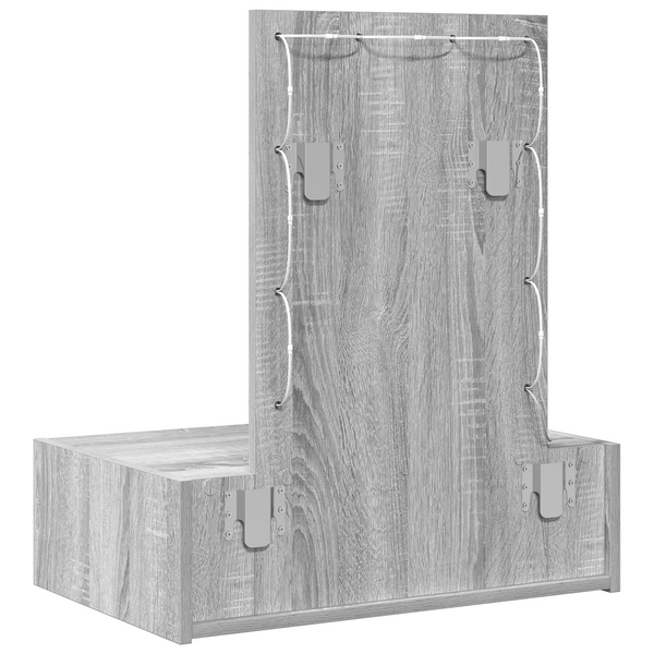 Meikkipöytä LED -nauhavalot Harmaa 60 x 40 x 70 cm Tekninen puu