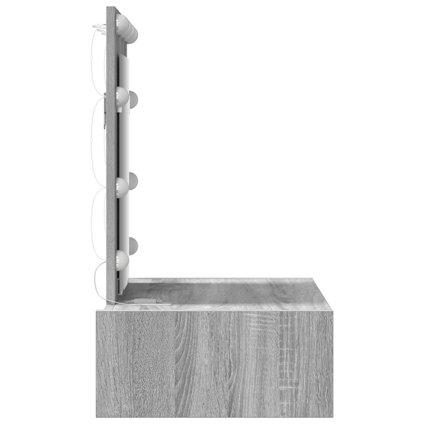 Meikkipöytä LED -nauhavalot Harmaa 60 x 40 x 70 cm Tekninen puu