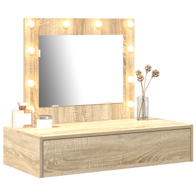 Meikkipöytä LED -nauhavalot Ruskea 83 x 40 x 70 cm Tekninen puu