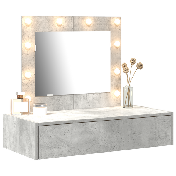 Meikkipöytä LED -nauhavalot Harmaa 83 x 40 x 70 cm Tekninen puu