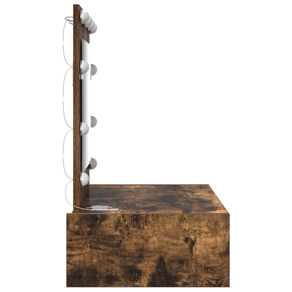 Meikkipöytä LED -nauhavalot Ruskea 83 x 40 x 70 cm Tekninen puu