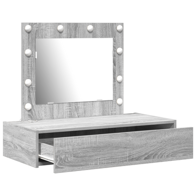 Meikkipöytä LED -nauhavalot Harmaa 83 x 40 x 70 cm Tekninen puu