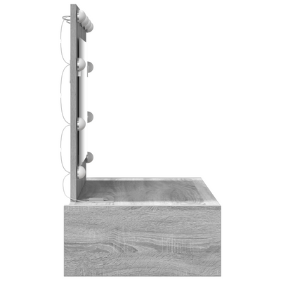 Meikkipöytä LED -nauhavalot Harmaa 83 x 40 x 70 cm Tekninen puu