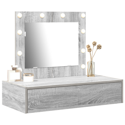Meikkipöytä LED -nauhavalot Harmaa 83 x 40 x 70 cm Tekninen puu
