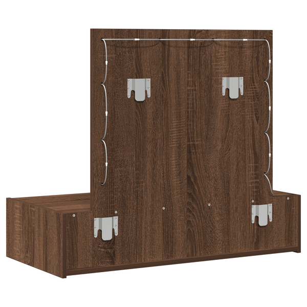 Meikkipöytä LED -nauhavalot Ruskea 83 x 40 x 70 cm Tekninen puu