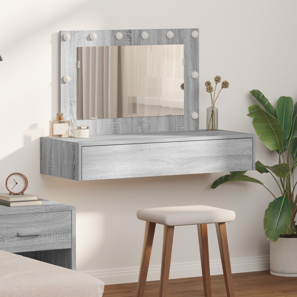 Meikkipöytä peilillä Harmaa 100 x 40 x 70 cm Tekninen puu