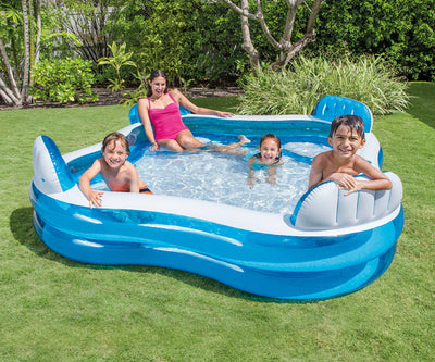 Suuri neliönmuotoinen PVC-perheallas istuimilla 229x229x66 cm