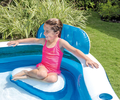 Suuri neliönmuotoinen PVC-perheallas istuimilla 229x229x66 cm