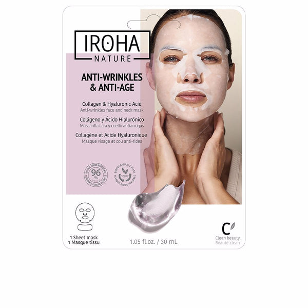 Iroha 100% cotton face & neck mask kollageeni-antiage 1 kpl | Vuodevaatteet.fi