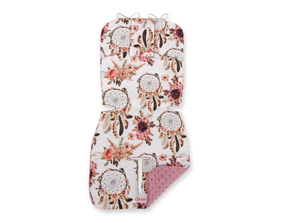 Istuinpehmuste Lastenvaunuun - Pastellinpinkki - Flower Dream Catchers/Pastel Pink