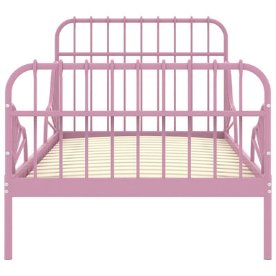 Jatkettava sängynrunko pinkki metalli 80x130/200 cm