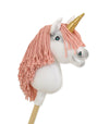 Super Hobby Horse - Keppihevonen yksisarvinen - valkoinen pastellinvaaleanpunaisella harjalla ja kultaisella sarvella A4