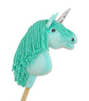 Super Hobby Horse - Hobby Horse yksisarvinen kepillä minttu mintunvärisellä harjalla ja hopeisella sarvella A4