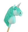 Super Hobby Horse - Hobby Horse yksisarvinen kepillä minttu mintunvärisellä harjalla ja hopeisella sarvella A4
