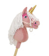 Super Hobby Horse - Hobby Horse keppihevonen yksisarvinen pastellinvaaleanpunainen valkoisella harjalla ja kultaisella sarvella A4