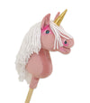 Super Hobby Horse - Hobby Horse keppihevonen yksisarvinen pastellinvaaleanpunainen valkoisella harjalla ja kultaisella sarvella A4