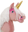 Super Hobby Horse - Hobby Horse keppihevonen yksisarvinen pastellinvaaleanpunainen valkoisella harjalla ja kultaisella sarvella A4