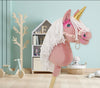 Super Hobby Horse - Hobby Horse keppihevonen yksisarvinen pastellinvaaleanpunainen valkoisella harjalla ja kultaisella sarvella A4
