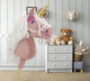 Super Hobby Horse - Hobby Horse keppihevonen yksisarvinen pastellinvaaleanpunainen valkoisella harjalla ja kultaisella sarvella A4