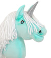 Super Hobby Horse - Hobby Horse yksisarvinen kepillä mintunvihreä valkoisella harjalla ja hopeisella sarvella A4