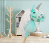 Super Hobby Horse - Hobby Horse yksisarvinen kepillä mintunvihreä valkoisella harjalla ja hopeisella sarvella A4
