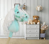 Super Hobby Horse - Hobby Horse yksisarvinen kepillä mintunvihreä valkoisella harjalla ja hopeisella sarvella A4