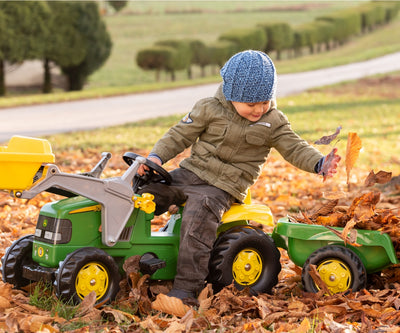John Deere polkutraktori kauhalla ja perävaunulla - Vuodevaatteet.fi