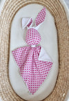 Bobono - Doudou pehmopupu kaksipuolinen puuvilla ja minky - Mini Rosette vaaleanpunainen - valkoinen