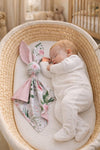 My Sweet Baby - Doudou pehmeä pupupeitto puuvillaa - vaaleanpunainen pionit - vaaleanpunainen