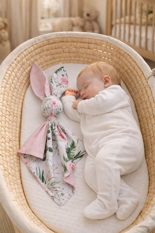 My Sweet Baby - Doudou pehmeä pupupeitto puuvillaa - vaaleanpunainen pionit - vaaleanpunainen