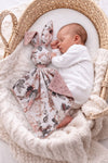 Bobono - Doudou pehmopupu kaksipuolinen puuvilla ja minky - Sepia roses - dusty pink
