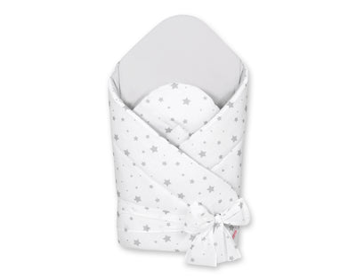 Baby nest 2in1 with stiffening with bow - mini gray stars