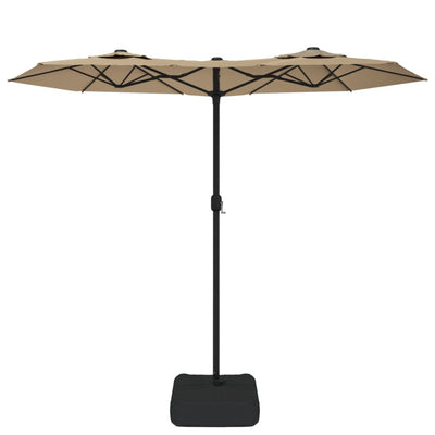 Kaksipäinen aurinkovarjo LED-valot taupe 316x240 cm
