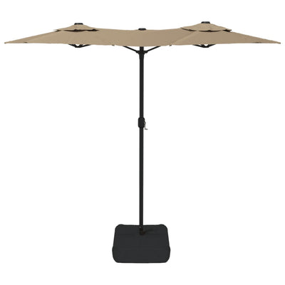 Kaksipäinen aurinkovarjo LED-valot taupe 316x240 cm