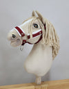 Super Hobby Horse - Hobby Horse A3 riimu valkoisella karvareunuksella ja naruriimu valkoinen-viininpunainen