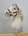 Super Hobby Horse - Hobby Horse riimu A3 valkoisella tekoturkiksella + kiinnitysnaru nyöriä valko-ruskea