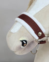 Super Hobby Horse - Hobby Horse riimu A3 valkoisella tekoturkiksella + kiinnitysnaru nyöriä valko-ruskea