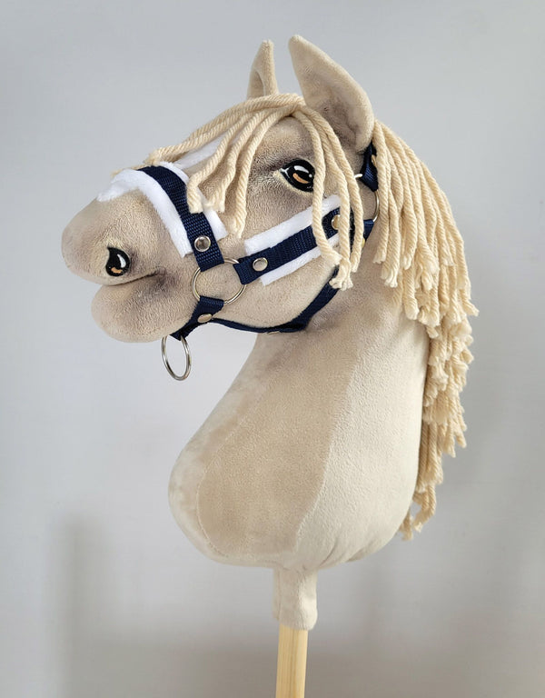Super Hobby Horse - Hobby Horse riimusetti A3 valkoisella tekokarvalla + naruriimu valkoinen-tummansininen