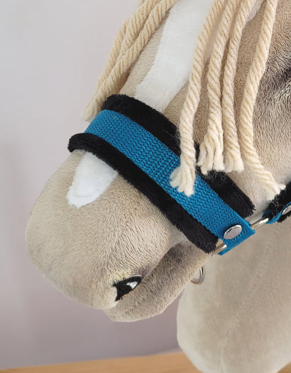 Super Hobby Horse - Hobby Horse A3 -riimusetti musta karvareunuksella ja naruriimu musta-turkoosi